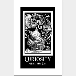 Opening Pandora's Box - Curiosity Killed The Cat - White Outlined Version Posters and Art